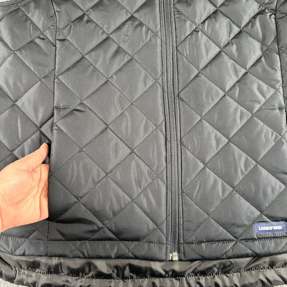 Lands' End Vest Women M/P 10-12 Black Quilted Insulated Preppy Classic Outdoor - Picture 3 of 11